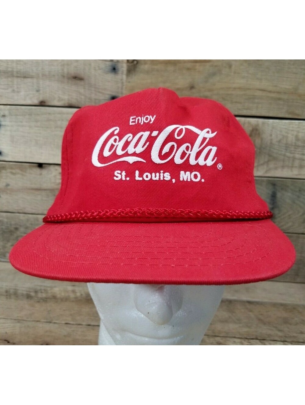 Enjoy Coca Cola St Louis Mo Red Trucker Hat Roper Hat Rare